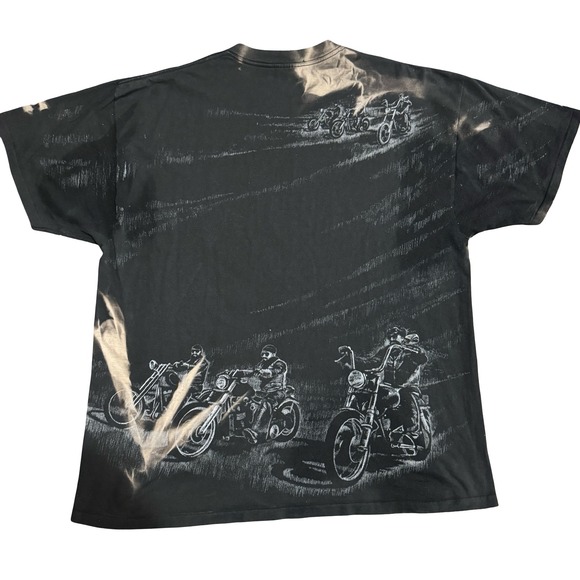 Vintage 90s Single Stitch Biker AOP Eagle Live To Ride T-Shirt XXL Delta USA - Picture 2 of 6